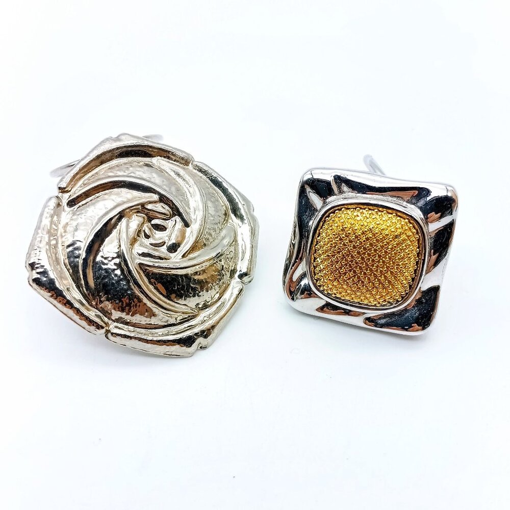 Vintage Scarf Clip Lot, Bundle of 2 Silver Tone Shawl Slides, Unmarked Rose